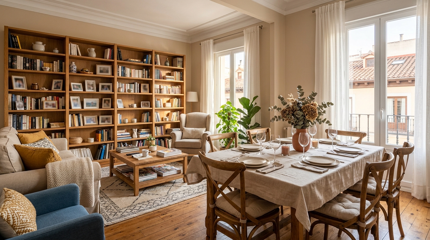 Salón acogedor de un piso familiar heredado en Salamanca listo para vender